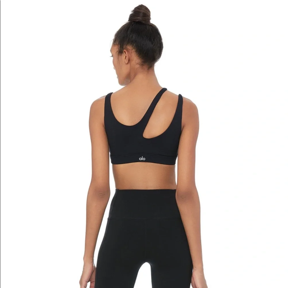 ALO Yoga Olive Green Asymmetrical Cutout Sports Bra